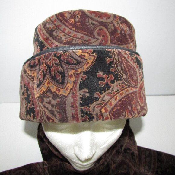 Paisley Velvet Pillbox Hat and Scarf Set - Picture 5 of 16